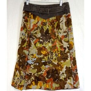 Vtg Think Tank Womens Silk Suede Wrap Skirt Belted Brown Earthy Retro Artsy Sz 8